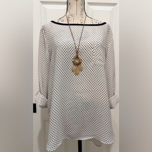 LOFT Black and White Polka Dot Blouse